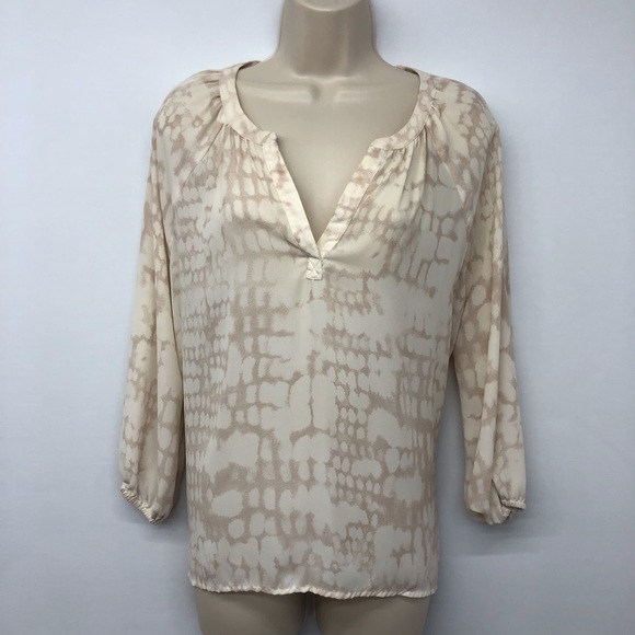 Cynthia Rowley Cream Print Popover Top - Picture 12 of 16